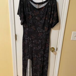 Free People Movement Size M Black Floral Maxi Hi Lo Dress 🌿✨